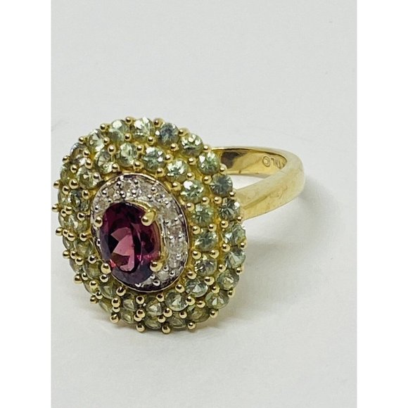 Stunning Multi Stone Diamond 14 K Gold Oval Design Sz 7 Ring THL SAMUEL AARON - Picture 3 of 6